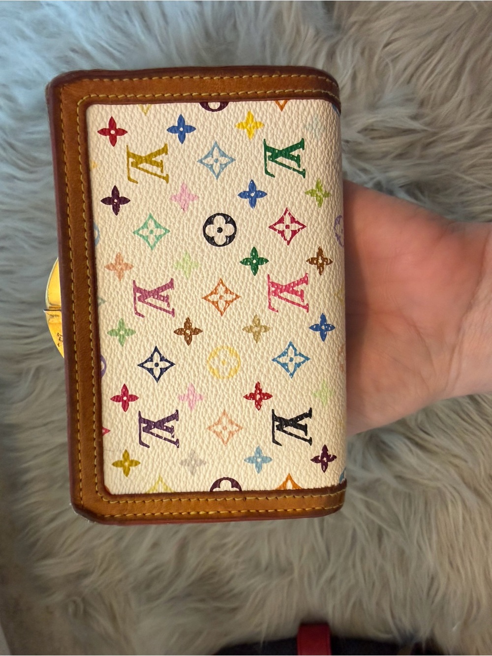 Louis Vuitton Multicolor Monogram White Canvas Wallet with Brown Trim - Picture 15 of 16
